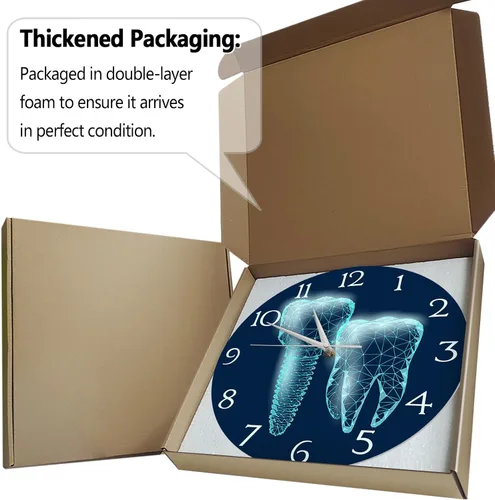 Miniatura 7 de Reloj de pared dental para oficina, relojes de dientes de 12 pulgadas, con batería, silencioso, sin garrapatas, reloj de pared para oficina dental