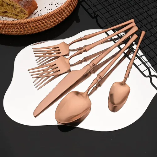 Miniatura 2 de JASHII Juego de cubiertos de 20 piezas con acabado satinado, juego de cubiertos de acero inoxidable 304, servicio para 4, tenedores de postre, juego