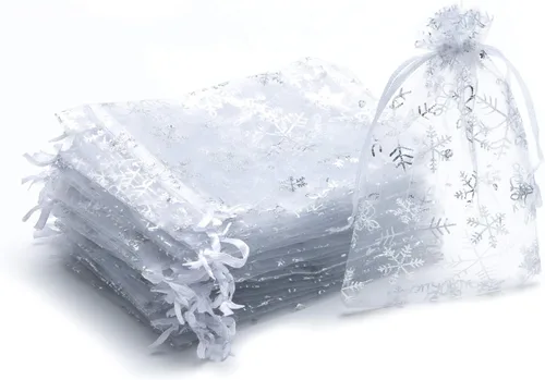 Miniatura 2 de Volanic 100 bolsas de regalo de organza con cordón transparente de 4 x 6 pulgadas, bolsa de regalo de joyería, fiesta, Navidad, bolsas de dulces