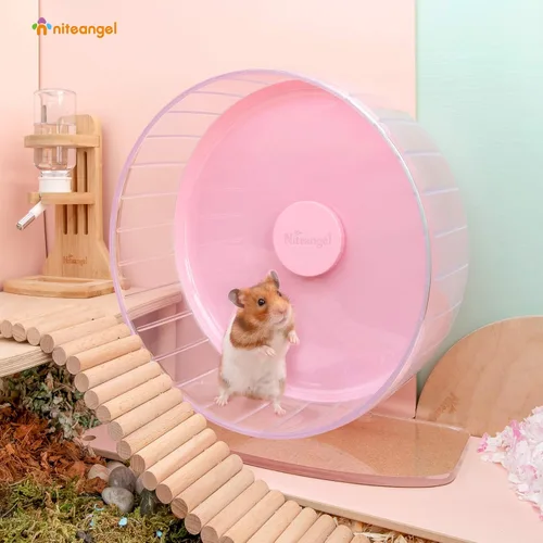 Miniatura 2 de Niteangel - Ruedas de ejercicio supersilenciosas para hámster, con soporte ajustable, para ratones, jerbos u otros animales pequeños