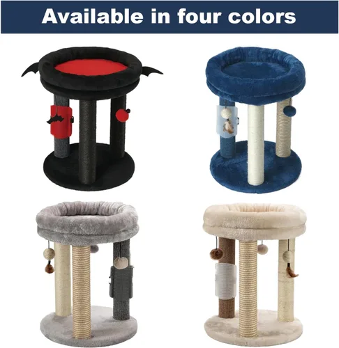 Miniatura 8 de MECOOL Árbol Rascador para Gatos con Torre y Cama Suave. Alfombra de Sisal de Calidad Natural y Postes de Yute con Tres Juguetes de Bola Colgante