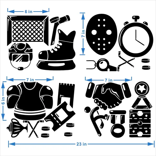 Miniatura 2 de Calcomanía de pared de hockey sobre hielo, adhesivo de PVC extraíble con jugador de hockey y cronómetro, arte de pared de vinilo para amantes