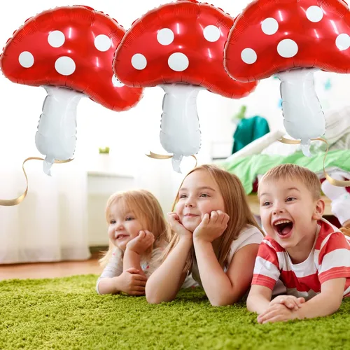 Miniatura 9 de Paquete de 31 globos de papel de aluminio con forma de hongo de 31 pulgadas, proveedor de fiesta de cumpleaños de hadas, princesa, cumpleaños