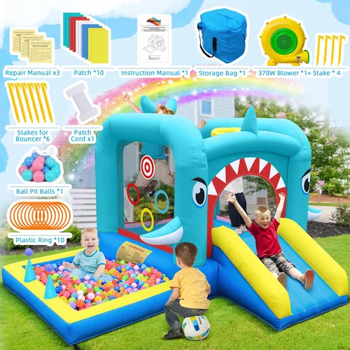 Miniatura 7 de Culaluva Casa inflable de rebote: combo de tobogán de castillo de gorila de salto - 7 en 1 para niños de 3 a 6 años - con soplador de 370 W