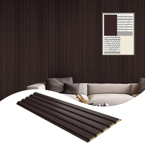 Miniatura 28 de OUZUGIE WPC Paneles de Pared de Lata Acústica, Paquete de 8 Paneles de Pared 3D de 96 x 6 Pulgadas para Decoración de Paredes Interiores, Sala