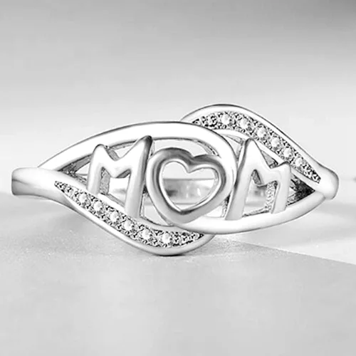 Miniatura 2 de Jude Jewelers Anillo de acero inoxidable para el día de la madre, cumpleaños, boda, graduación, festival, día festivo, Metal, Zirconia cúbica