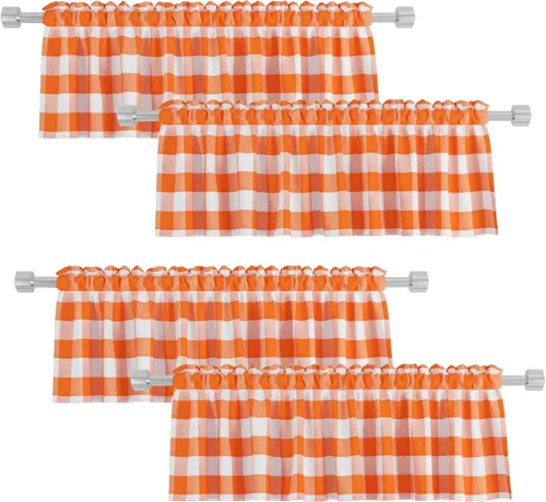 Miniatura 16 de 4 cenefas de cuadros de búfalo para ventanas de sala de estar, 16 pulgadas de largo, diseño clásico a cuadros a cuadros para dormitorio, baño
