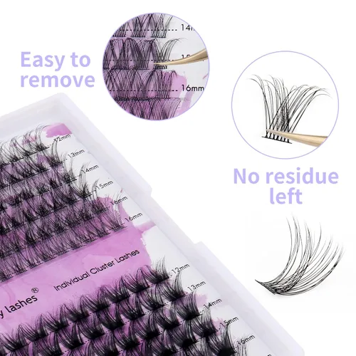 Miniatura 5 de Extensiones de pestañas individuales de rizo C/D con tallo ancho de 0.472-0.630 in, banda fina, pestañas suaves y finas, cómodas, color negro mate
