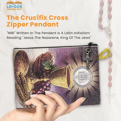 Miniatura 22 de Bolsa de rosario católico, estuche de rosario de bautismo para niños con números 6:24-26, versículo de la Biblia, 4 x 6 pulgadas, joyería y monedero