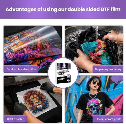 Miniatura 3 de Película de transferencia DTF A4: 50 hojas de papel de transferencia de PET mate de doble cara de película DTF de alta calidad directamente a