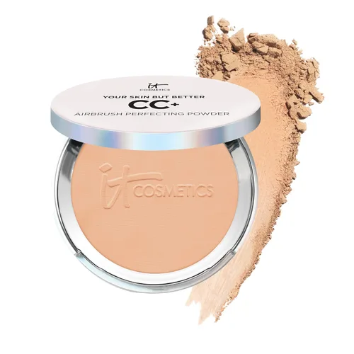 Miniatura 6 de IT Cosmetics CC+ Airbrush Perfecting Powder Foundation - Base de maquillaje en polvo prensado de cobertura ligera a completa, difumina poros