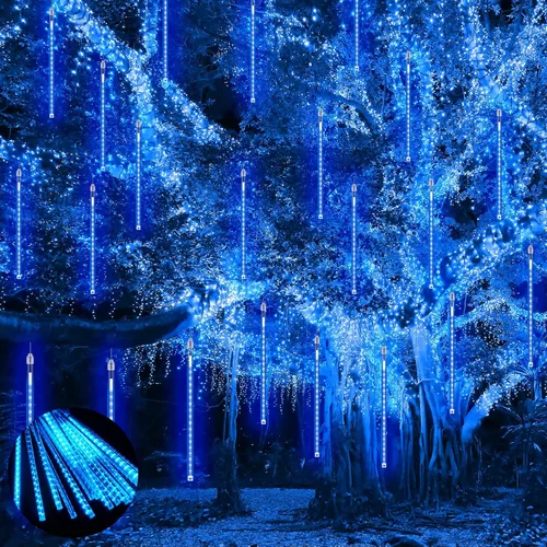 Miniatura 14 de PEMOTech Luces de lluvia de meteoritos para exteriores, 38.5 pies, 15 tubos de 11.8 pulgadas, 540 luces LED de Navidad al aire libre, luz
