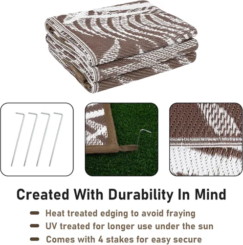 Miniatura 5 de Alfombras para Exteriores 9'x12' para Patios, Alfombra de Paja de Plástico Reversible para Exteriores en Claro, Alfombra de Exterior Grande para RV