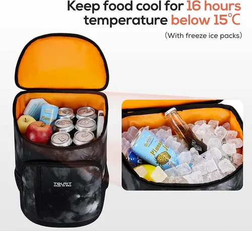 Miniatura 4 de TOURIT - Mochila de hielera térmica ligera a prueba de fugas para 30 latas, para hombres y mujeres 01-teñido negro