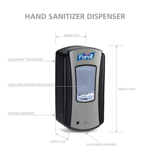 Miniatura 5 de Dispensador de Purell LTX, capacidad de 42 fl oz., Cromo/Negro, 1