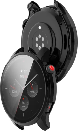 Miniatura 3 de Funda compatible con Amazfit GTR 4, resistente a los arañazos, funda protectora de policarbonato con protector de pantalla de vidrio templado HD