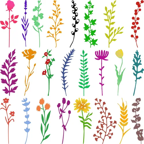 24 troqueles de corte de metal con diseño de flores silvestres, plantillas de estampado de hojas de flores para hacer tarjetas, Acción de Gracias,