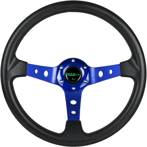 Miniatura 10 de RASTP - Volante universal de carreras, volante de deriva de plato profundo de 13.8 pulgadas/350 mm con 6 pernos de agarre de vinilo y aluminio