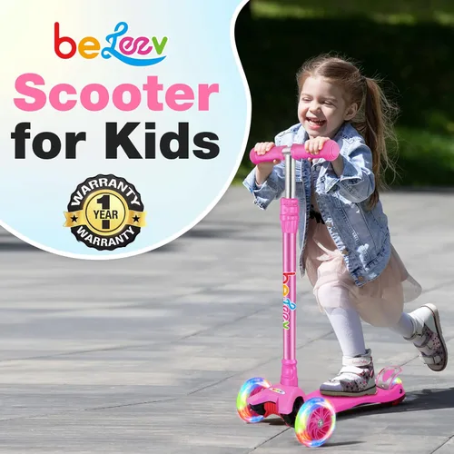 Miniatura 6 de BELEEV Patinetes para Niños de 3 Ruedas Patinete de Empuje para Niños Pequeños Niñas y Niños, 4 Alturas Ajustables, Inclinarse para Dirigir, Ruedas