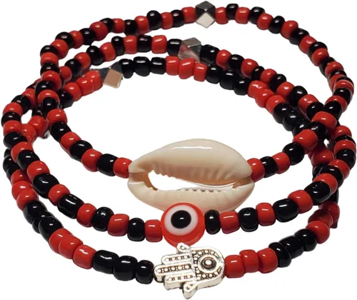 Miniatura 14 de 3 pcs Ilde Cowrie seashell Evil Eye Hamsa Hand Orisha Santeria Pulseras Bracelet Set