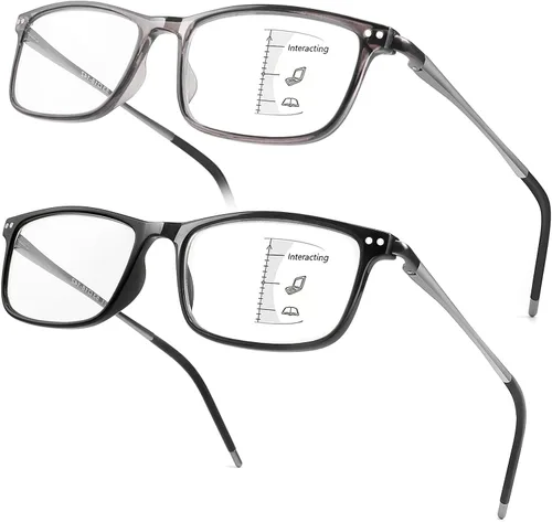 Miniatura 9 de SKYOAK Paquete de 2 lentes de lectura duraderos progresivos multienfoque para hombre, bloqueo de luz azul, lector de computadora Progresivo
