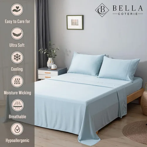 Miniatura 3 de Bella Coterie - Juego de sábanas de lujo de viscosa de bambú para cama tamaño split king 2 sábanas ajustadas para camas Sleep Number y camas 06