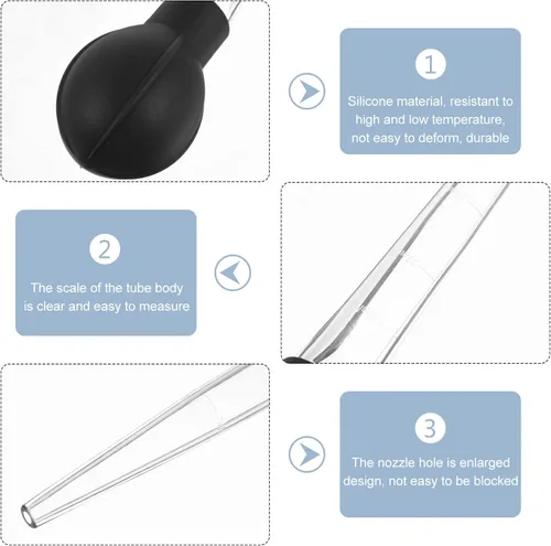 Miniatura 7 de ULTECHNOVO Pipeta grande para pavo, plastificador de plástico con cuentagotas líquidos, pipetas de transferencia de silicona para cocinar y hacer