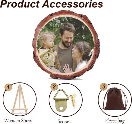 Miniatura 4 de Marco de fotos personalizado, impresión de fotos personalizada en rodajas de madera, artesanía de madera con soporte, regalos de fotos