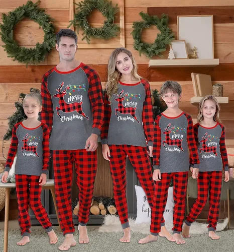 Miniatura 2 de Conjunto de pijama de Navidad a juego para la familia, conjunto de pijama de Navidad de algodón