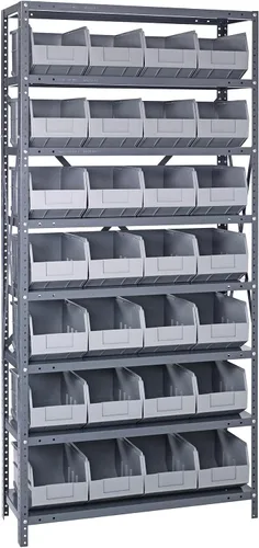 Miniatura 167 de Quantum QSBU-245BK Heavy Duty Shelving Unit with (7) Shelves and (24) QUS245 Black Bins for Garage Warehouse Storage Distribution 400 lb Load