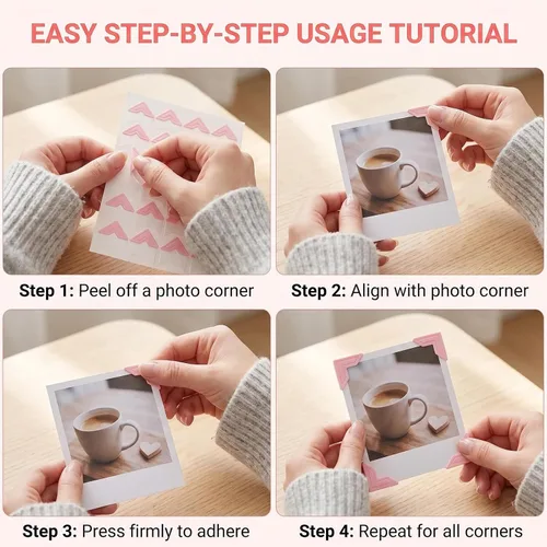 Miniatura 5 de 6 hojas (144 unidades), calcomanías clásicas de papel autoadhesivas para esquinas de montaje de fotos, decoración de pared, calcomanías de bricolaje