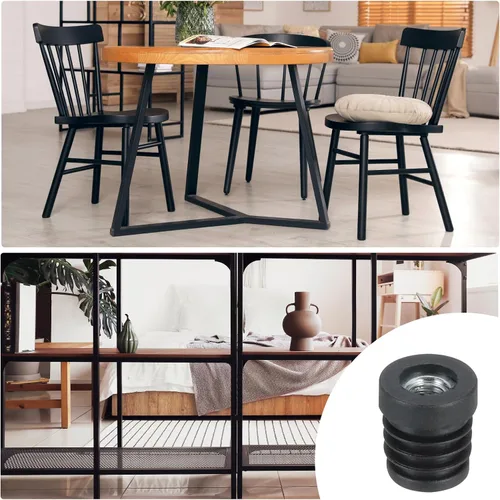 Miniatura 6 de Uxcell 4 piezas de insertos roscados M8 para tubo redondo de 0.748 in/0.75 pulgadas, insertos de plástico negro para tapas de extremos de silla