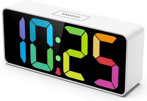 Miniatura 12 de Welgo Reloj despertador de número grande de 7.5 pulgadas para personas mayores y niños, 0-100% brillo y volumen ajustables, puerto de carga USB