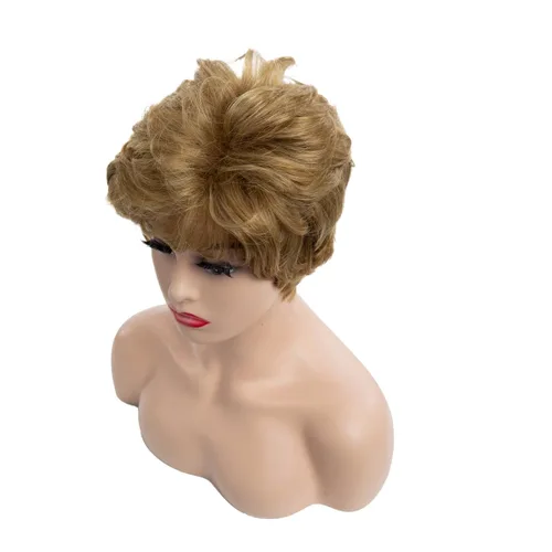 Miniatura 6 de Peluca corta rubia Pixie sintética en capas Cosplay pelucas completas para mujeres blancas