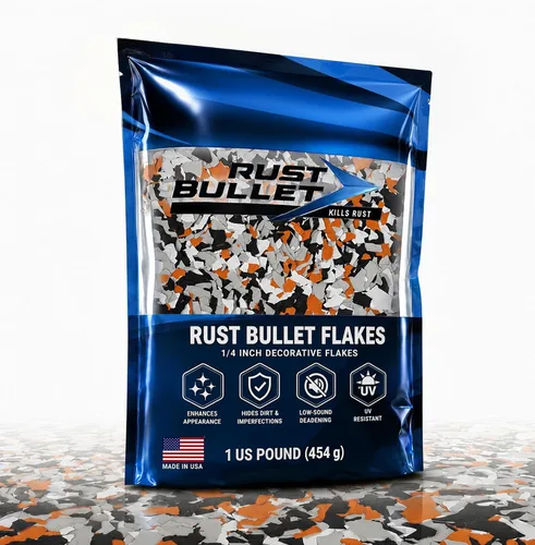 Miniatura 11 de RUST BULLET Copos de color decorativos – marrón otoñal – Personaliza pisos de concreto con 1 libra de chips de vinilo duraderos y resistentes a
