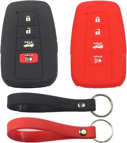 Miniatura 9 de 2 fundas de silicona de goma con 4 botones para llavero inteligente, sin llave, compatible con Toyota Corolla Highlander Camry Rav4 2019 2020 2021