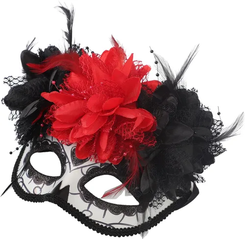 Miniatura 4 de GREUS Máscara de calavera de azúcar para mujer, máscara del Día de los Muertos mexicano, máscaras de flores para disfraz de Halloween, fiesta