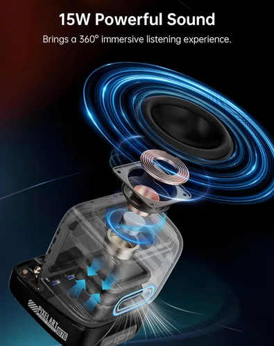 Miniatura 3 de Divoom Ditoo - Altavoz Bluetooth retro de arte pixelado con pantalla frontal de 16X16 LED controlada por aplicación (color negro)