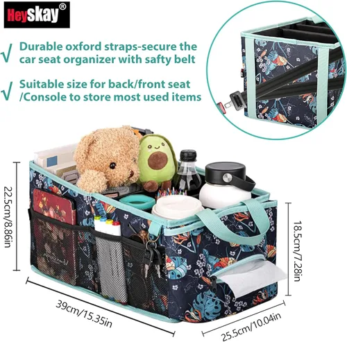 Miniatura 3 de HEYSKAY Organizador de asiento de automóvil, organizador de asiento de pasajero, organizador plegable de asiento de automóvil pequeño para consola