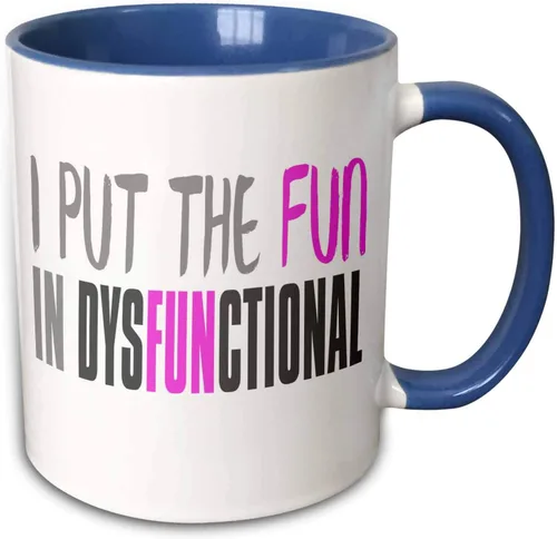 Miniatura 14 de 3dRose I Put The Fun In Dysfunctional 11oz Two-Tone Black Mug