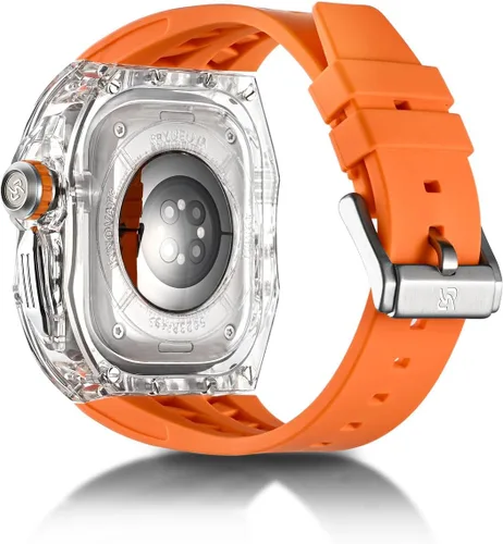 Miniatura 2 de Funda y correa resistentes de diseño translúcido compatible con Apple Watch Ultra 3/2/1 de 1.732 pulgadas, lujosa, transparente, militar, protector