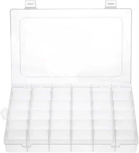 Miniatura 9 de Gospire Organizador de joyería Caja de almacenamiento de plástico transparente con 15 grandes rejillas con divisores extraíbles