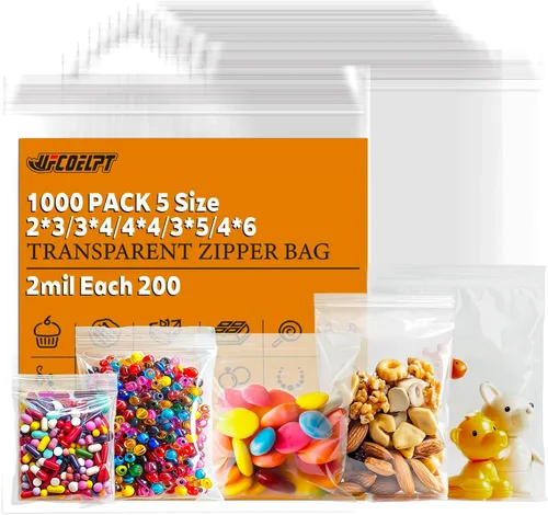Miniatura 23 de 11 x 14 bolsas grandes de plástico con cierre de 100 unidades, 2 mil, 1.5 galones tamaño bolsa de almacenamiento con cremallera para el hogar