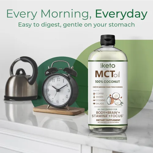 Miniatura 6 de Keppi Aceite MCT - De 100% Cocos - Sin sabor C8 y C10, sin OGM, certificado sin gluten, sin aceite de palma, vegano, kosher, halal, 32 oz Aceite MCT