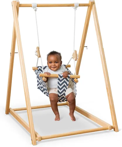 Miniatura 10 de Avenlur Spruce - Juego de columpios plegable para bebés y niños pequeños con soporte - Juego de columpios interior autoportante premium estilo Gris