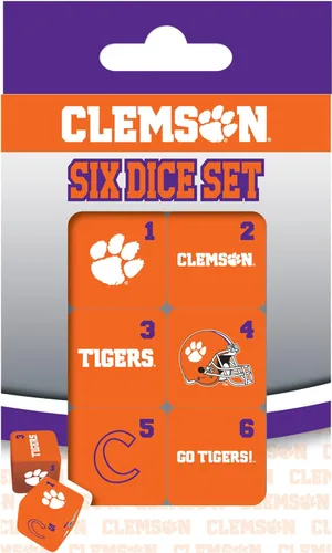 MasterPieces Game Day - NCAA Clemson Tigers - Juego de 6 dados con logotipo del equipo, tamaño estándar D6