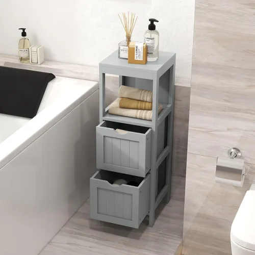 Miniatura 4 de Giantex Organizador de baño y armario de almacenamiento, soporte organizador de almacenamiento con 2 cajones extraíbles, dispositivo anti-caída