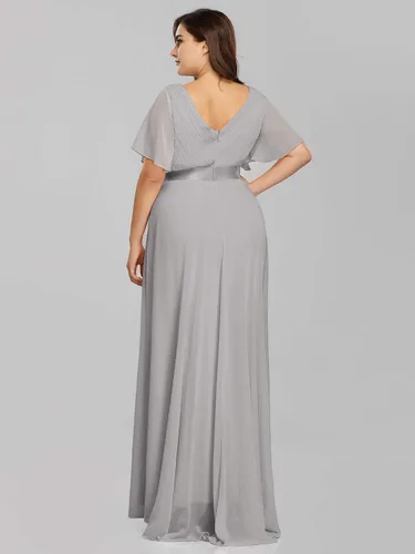 Miniatura 47 de Ever-Pretty Vestido formal para mujer, Navidad, Año Nuevo, cuello en V, gasa, talla grande, largo hasta el suelo, vestido de dama de honor