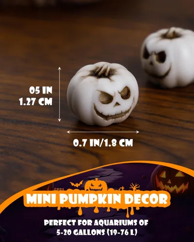 Miniatura 2 de Uniclife 20 piezas de decoraciones de calabaza de Halloween, decoración de tanque de peces de Halloween, mini calabazas espeluznantes de cara