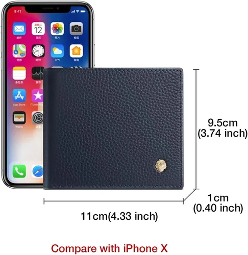 Miniatura 26 de LAORENTOU Billeteras de cuero genuino para hombre, billeteras plegables con cremallera, bolsillo para monedas, casual, cartera delgada